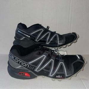 Salomon Speed Cross 3 Black Athletic Shoes Quick Lace Contragrip Mens Size 8.5